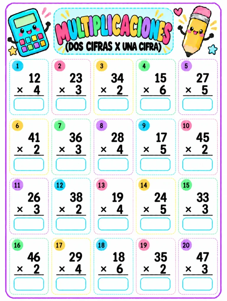 multiplicaciones dos cifras por una cifra