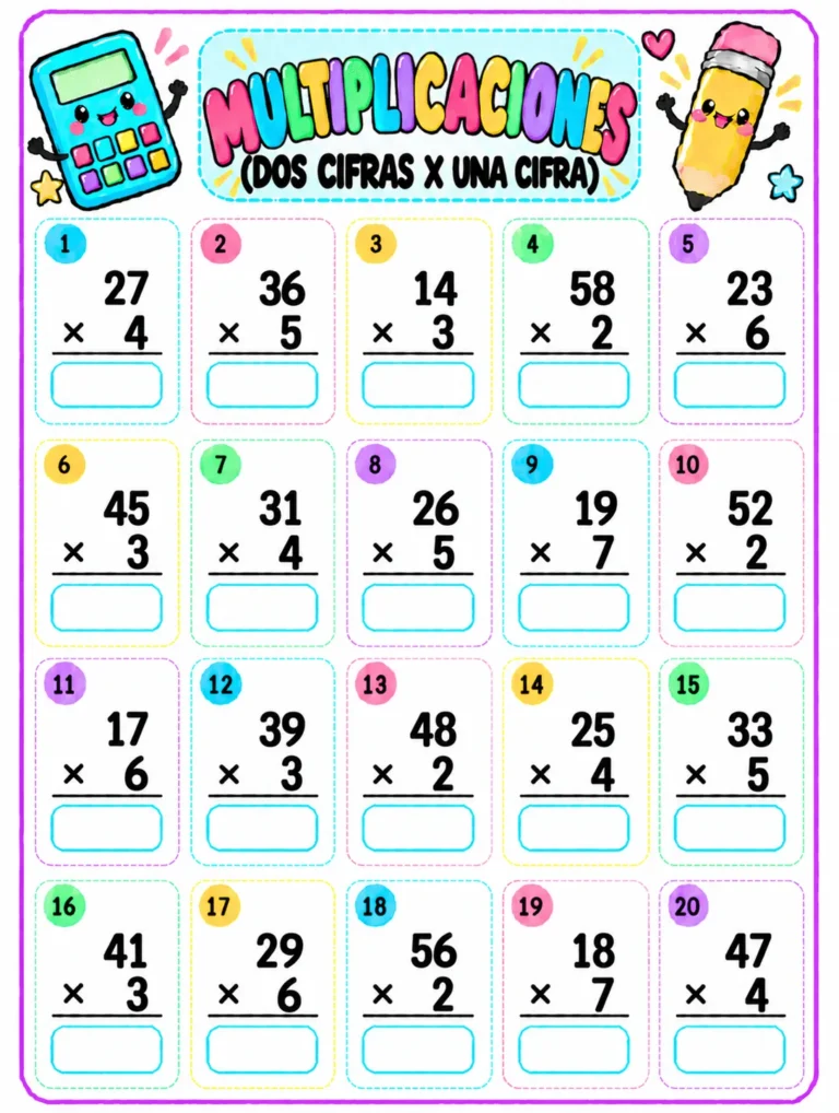 multiplicaciones dos cifras por una cifra