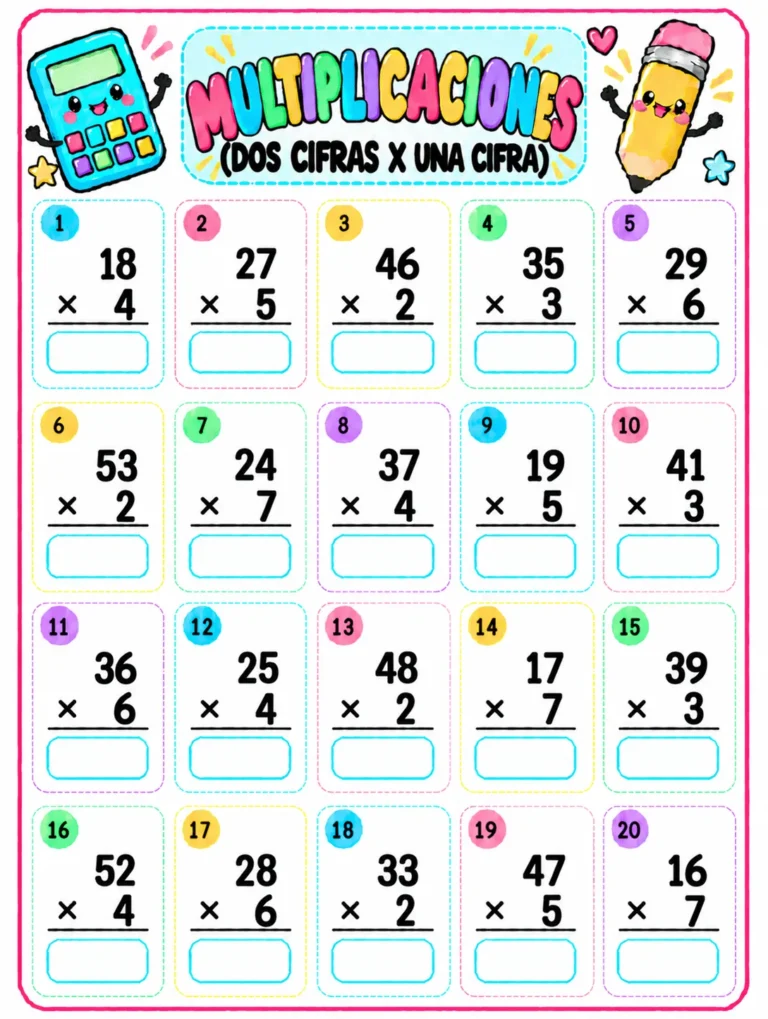 multiplicaciones dos cifras por una cifra